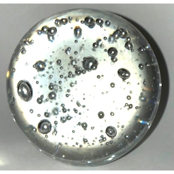 Clear Glass Paperweight With Bubbles Design - Round Shape - 3.75 Inches Diameter - Picture 9 of 10